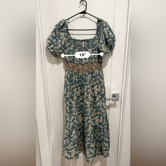 (US 6/M) Ellie Floral-print Gauze Midi Dress In Soft Seafoam - Picture 12 of 12